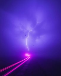 A captivating long-exposure photograph depicting a surreal storm, complete with flying objects and a world where gravity seem