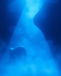Explore a mesmerizing visual journey featuring futuristic 3D fluid shapes with glowing edges against a deep blue hazy backgro