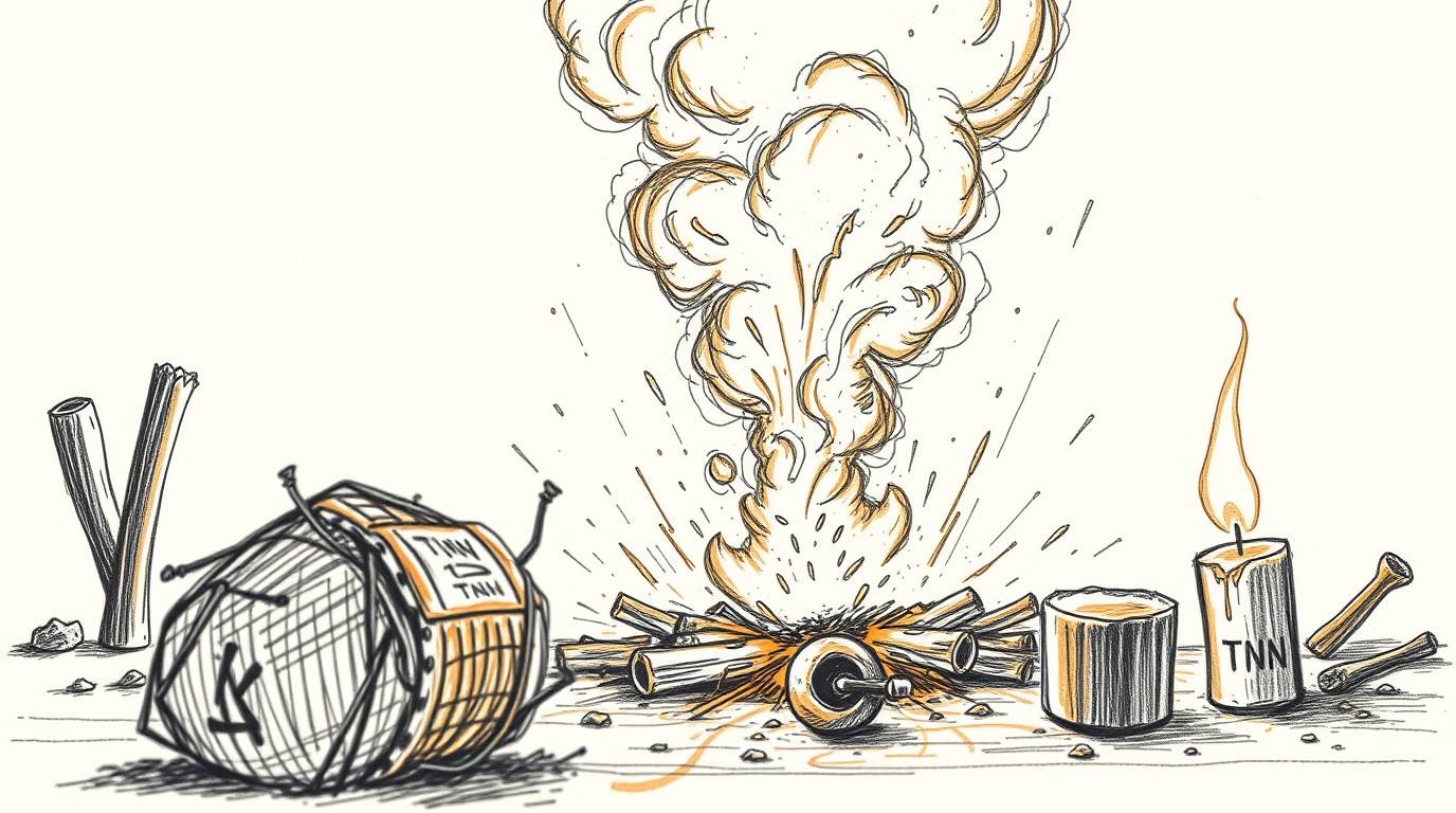 Experience a classic exploding TNT gag set in the Wild West, meticulously rendered as a hand-drawn sketch. This artwork featu