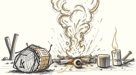 Experience a classic exploding TNT gag set in the Wild West, meticulously rendered as a hand-drawn sketch. This artwork featu