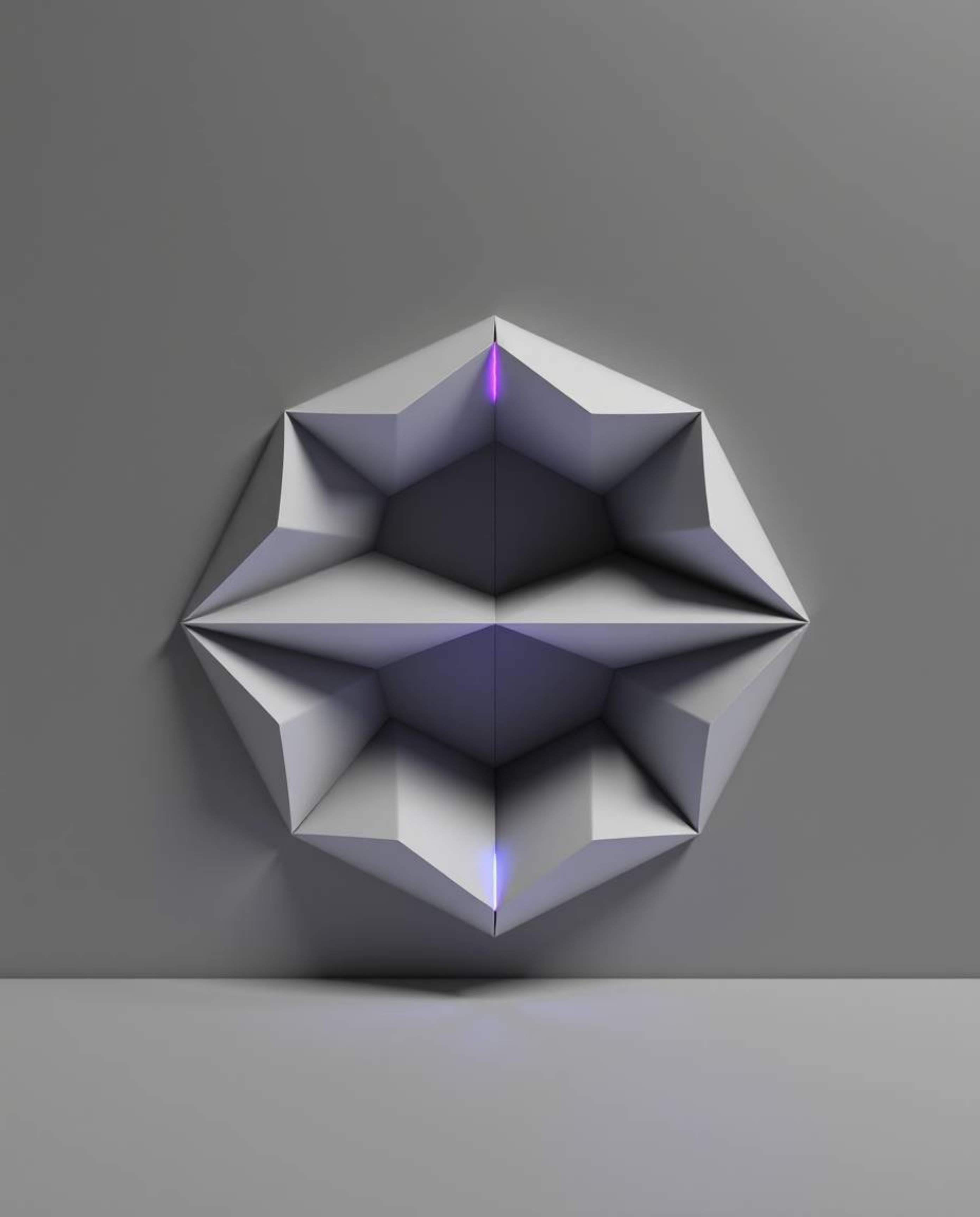 A captivating monochrome image showcases a striking 3D geometric pattern reminiscent of folded paper.  The design features a 