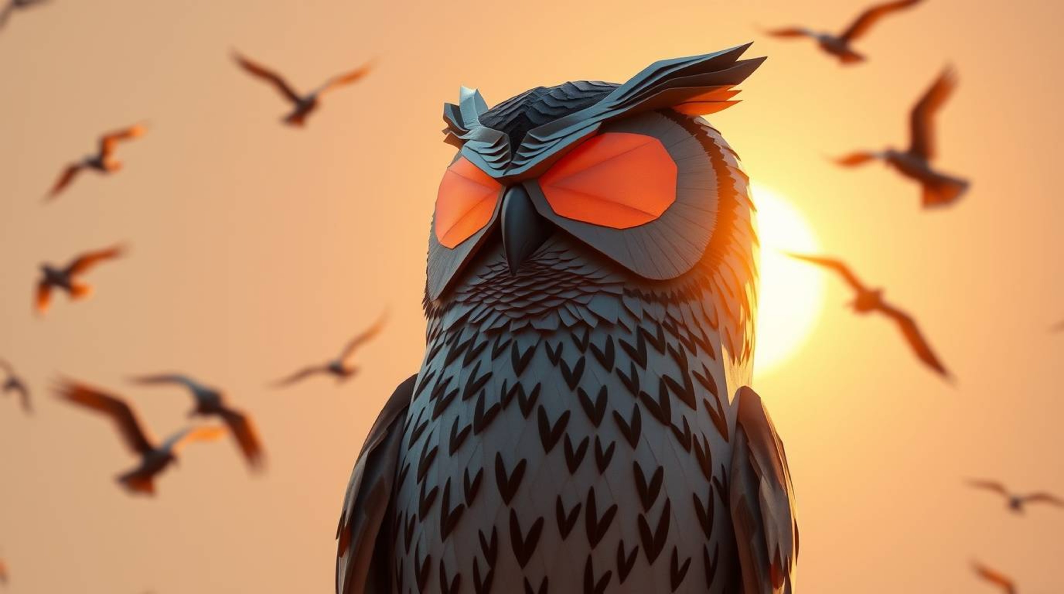 A captivating image featuring a Pixar-style blind owl, embodying wisdom and inner vision. This unlikely instructor imparts th