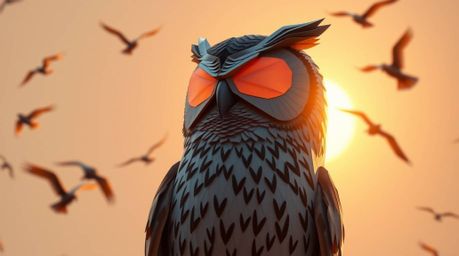 A captivating image featuring a Pixar-style blind owl, embodying wisdom and inner vision. This unlikely instructor imparts th