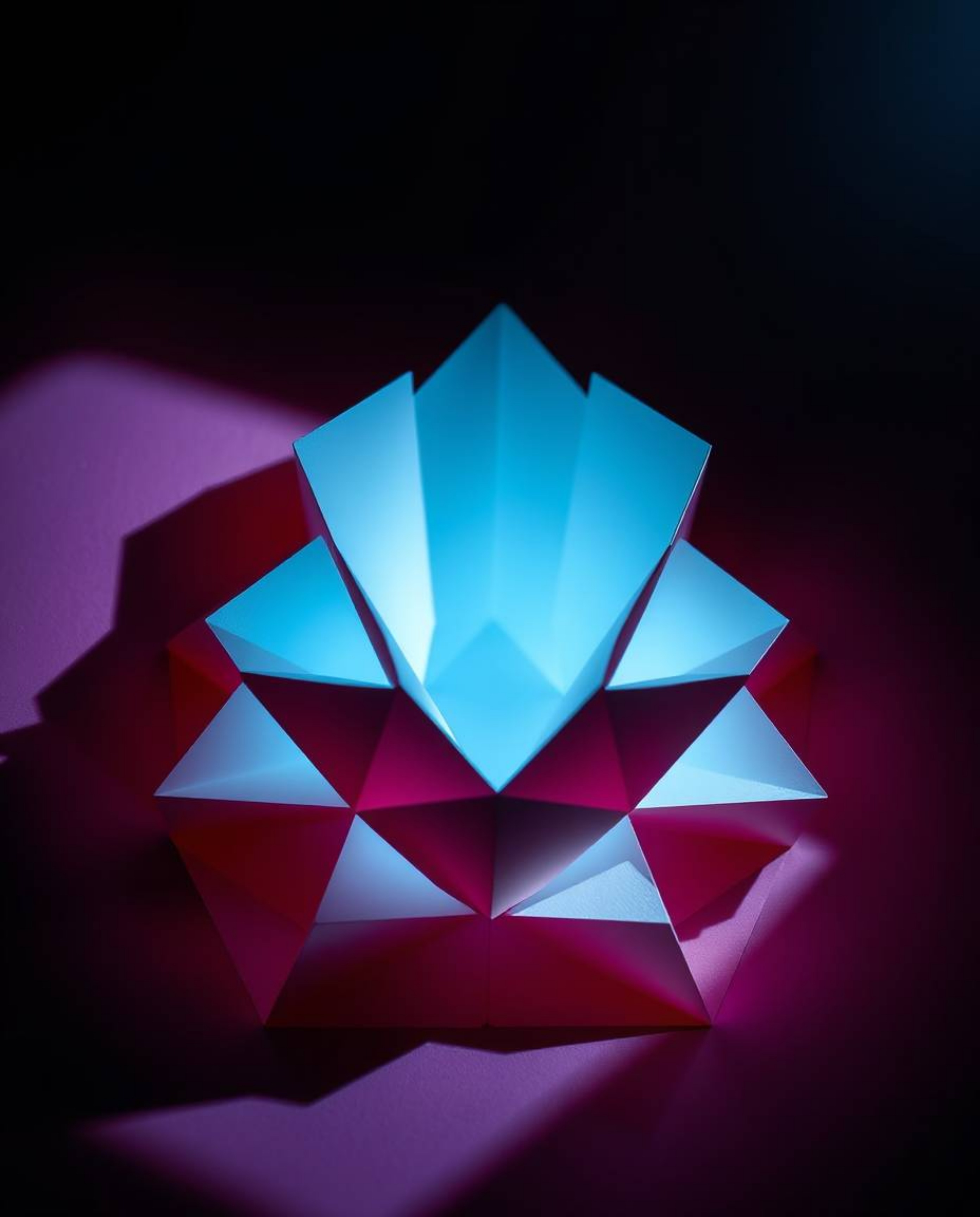 A sophisticated and elegant monochrome artwork featuring rich burgundy and deep blue bioluminescent colors.  The image showca