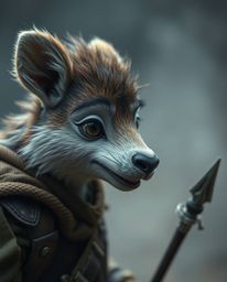 Discover stunning extreme macro photography of a talking animal sidekick assisting a hero on their epic journey.  The image f