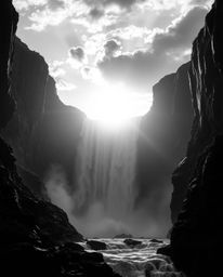 A classic black and white epic scene, featuring amazing lens glow lighting, depicting a modern, future, grand epic scale view