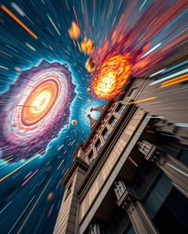Explore the captivating realm of dynamic motion and precise architectural color photography. Witness colliding galaxies in a 