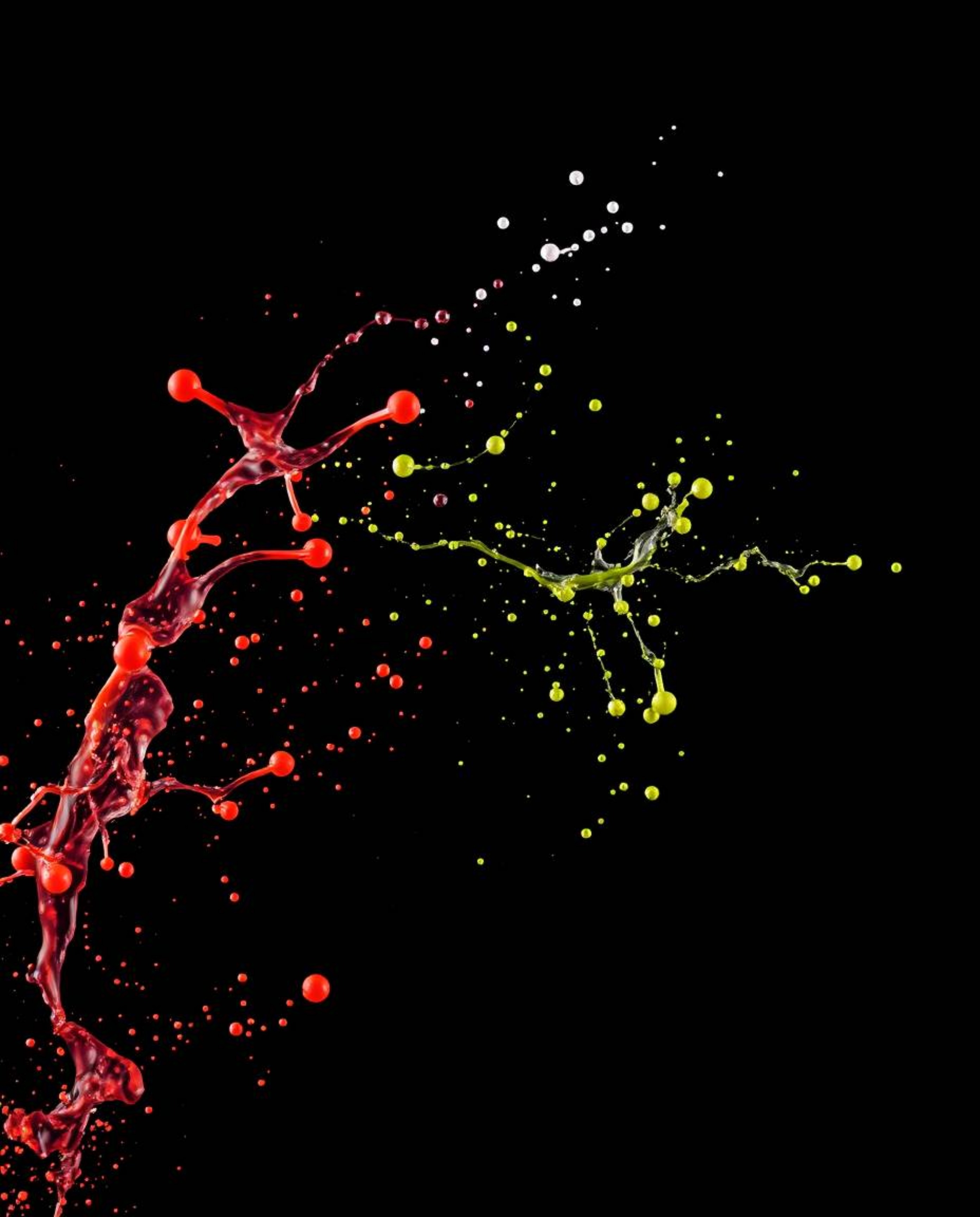 Explore stunning freeze-frame motion photography featuring dynamic and colorful splashes against a dramatic black background.