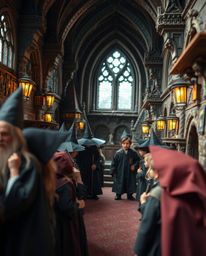 Explore an enchanting world captured in extreme macro detail: a magical school brimming with young wizards. This photograph u
