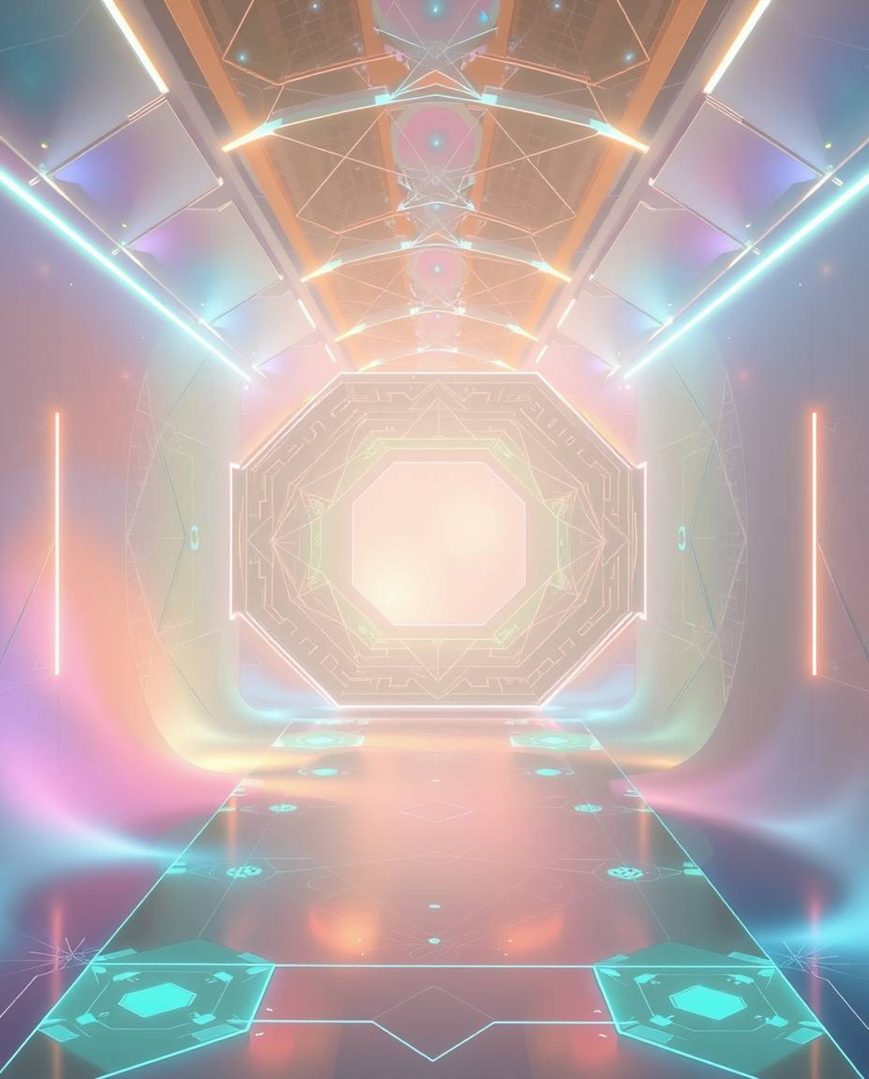 Explore a captivating futuristic digital interface featuring intricate geometric patterns and a holographic aesthetic that co