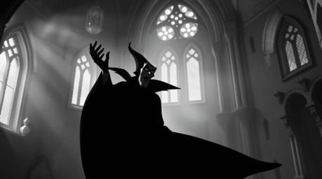 A timeless and elegant image depicting a classic Disney villain casting a spell within an old castle. Rendered in classic bl