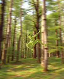 Experience the captivating blend of intricate origami style and dynamic motion in this digital art piece. A natural forest sc