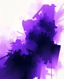 This digital artwork explores deep ultraviolet hues and misty atmospheric effects through loose, painterly strokes. Abstract 