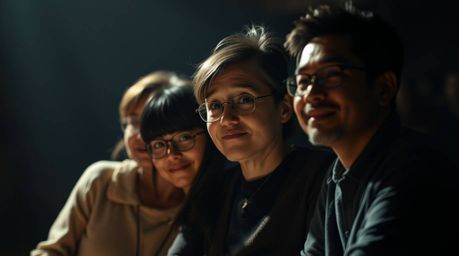 Capture the magic of a Pixar-style family reunion with this stunning photograph. Featuring intense jet black tones and a blur