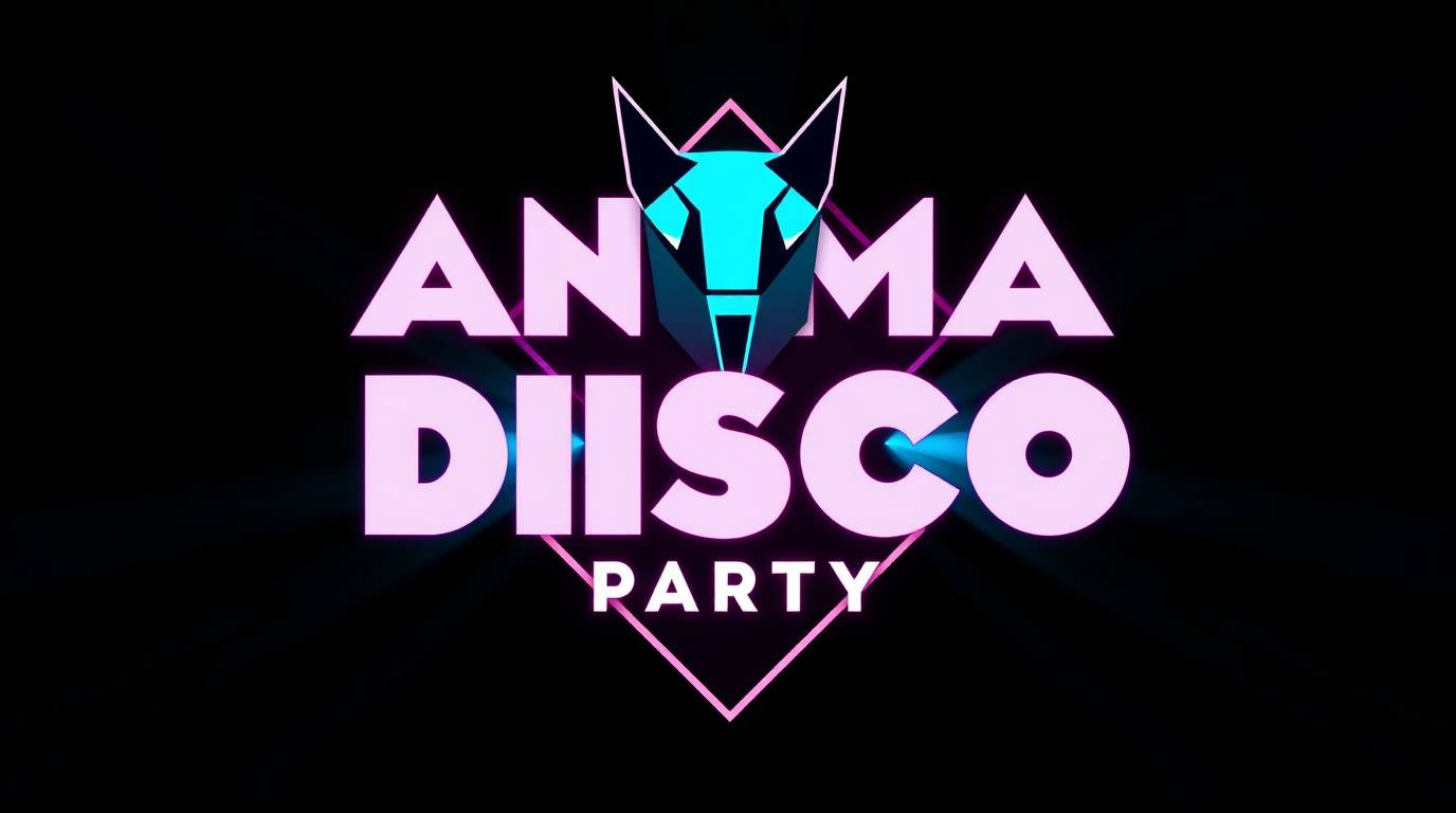 A dramatic and cinematic logo design perfect for an animal disco party. Featuring geometric shapes, clean lines, a balanced a
