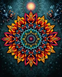 Explore a collection of geometric floral mandala designs featuring vibrant colors and symmetric patterns.  These dreamlike su