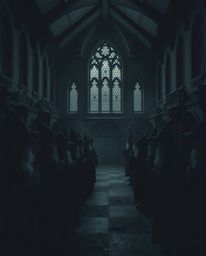 Discover a chilling depiction of a magical school for young wizards.  Rendered in intense jet black with deep shadows and uns