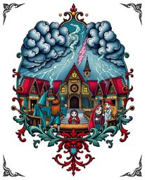 Discover stunning symbolic traditional tattoo art prints featuring a magical school filled with young wizards.  Experience hi