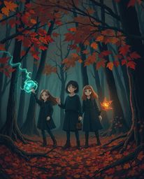 A group of friends, each possessing unique powers, embarks on a thrilling exploration of a dark and mysterious forest.  The w