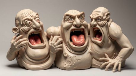 This unique clay artwork captures a hilarious gross-out comedy moment. Featuring exaggerated expressions and meticulously mod