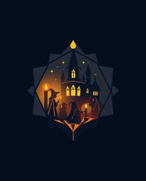 This geometric logo design represents a magical school teeming with young wizards, inspired by the warm ambiance of candlelig