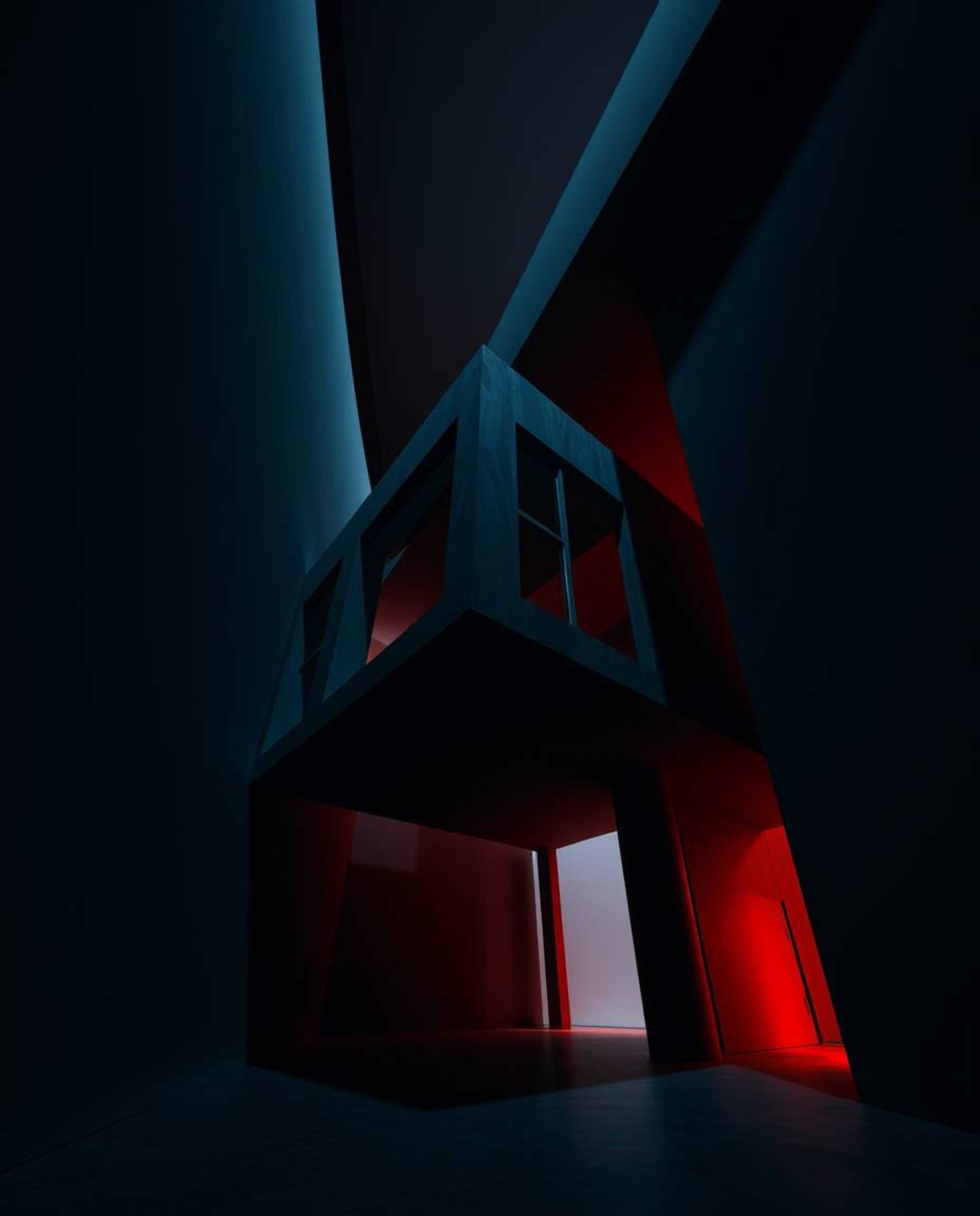 Explore the captivating world of abstract architecture with these high-contrast, low-key photographs showcasing 3D shapes flo
