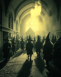 Immerse yourself in a surreal infrared dreamscape: A magical school teeming with young wizards, brought to life with dramatic