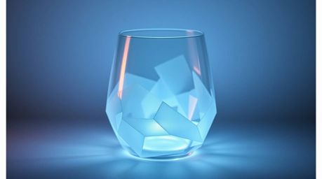 Explore a captivating light art image featuring a glass object reflecting smooth gradient textures, reminiscent of intricate 