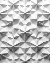 This 3D geometric pattern creates a visually intriguing design reminiscent of folded paper, presented in a striking monochrom