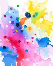 Discover a captivating collection of soft, dreamy acrylic paintings featuring bold, colorful watercolor splashes.  These vibr