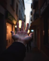 Discover captivating candid street photography featuring soft pastel tones.  Images depict a hand reaching towards light from