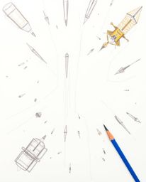 This captivating image showcases a hand-drawn sketch with a bird's-eye perspective, featuring rough lines and textured pencil