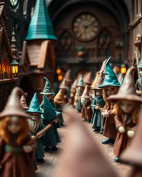 Discover an enchanting world with this extreme macro photograph of a magical school.  Filled with young wizards, the image sh