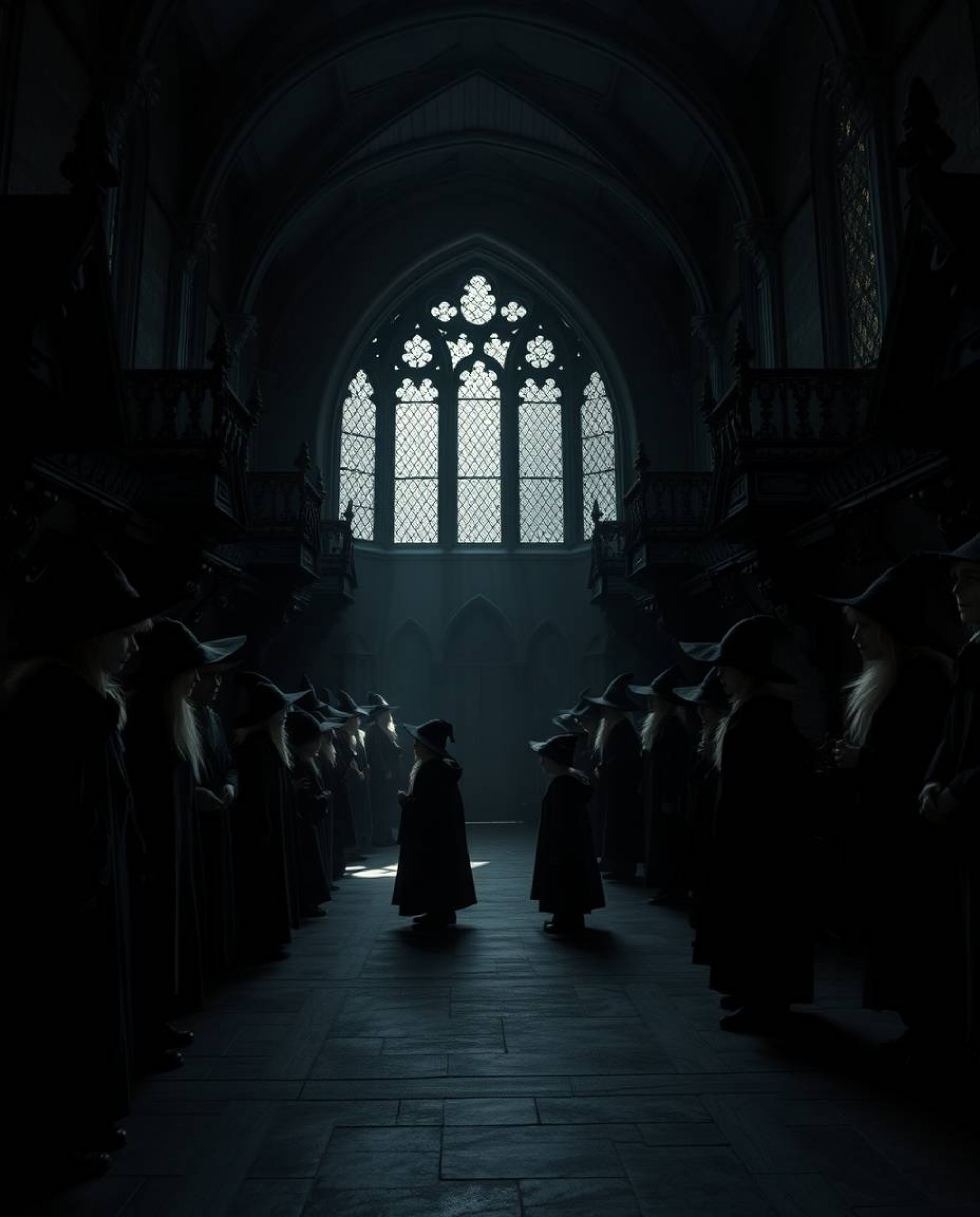 Discover a captivating illustration of a magical school brimming with young wizards.  Rendered in intense jet black with soft
