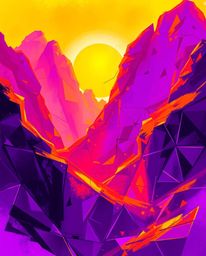 A captivating digital sketch showcasing a seamless geometric pattern of hexagons and triangles bathed in deep ultraviolet and