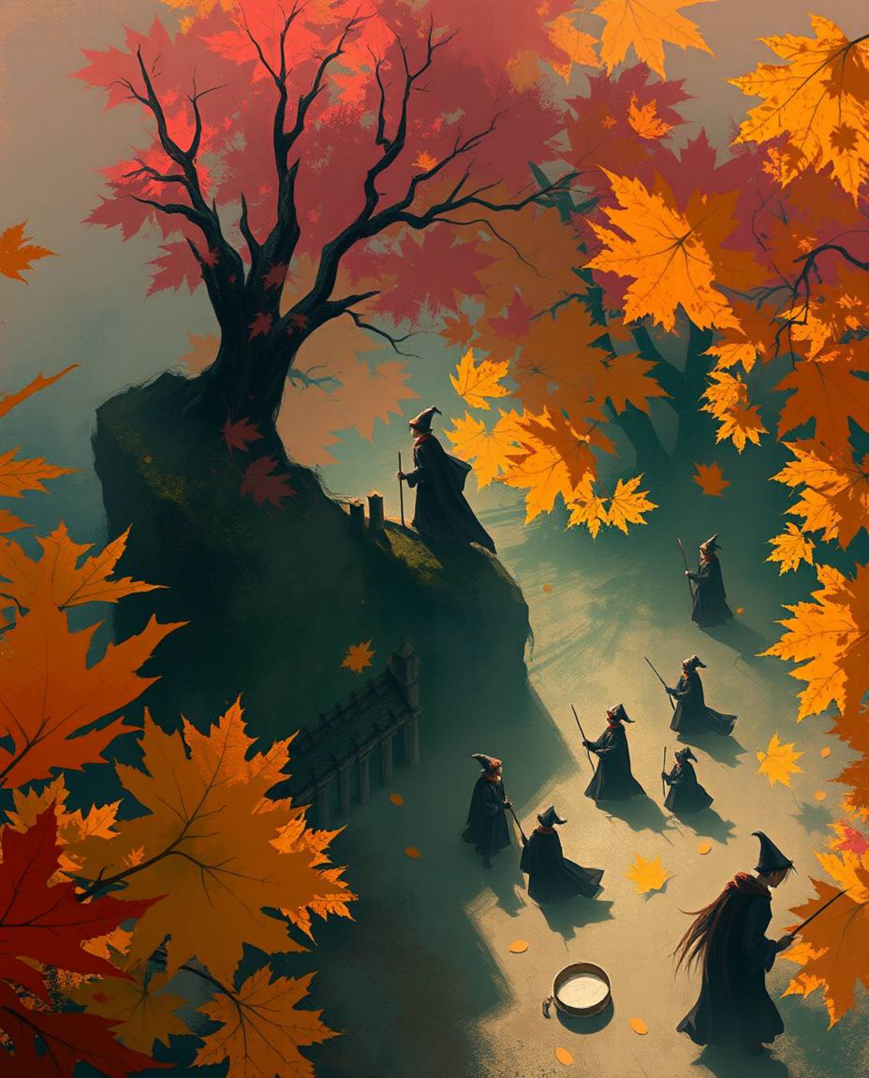 Experience the magic of autumn and wizardry in this dynamic collection of digital sketches and concept art. From warm, misty 