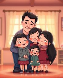 Experience the warmth and joy of a heartfelt family reunion brought to life in a charming Pixar-style illustration. Featuring