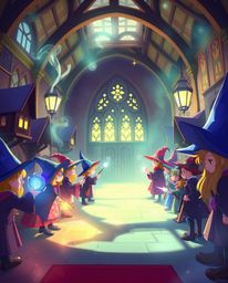 Explore a magical school teeming with young wizards, brought to life in dazzling, vibrant colors and bathed in a gentle, soft