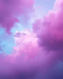 Experience the intensity of dramatic weather captured in vibrant hues of pink, blue, and violet. This artwork features soft g