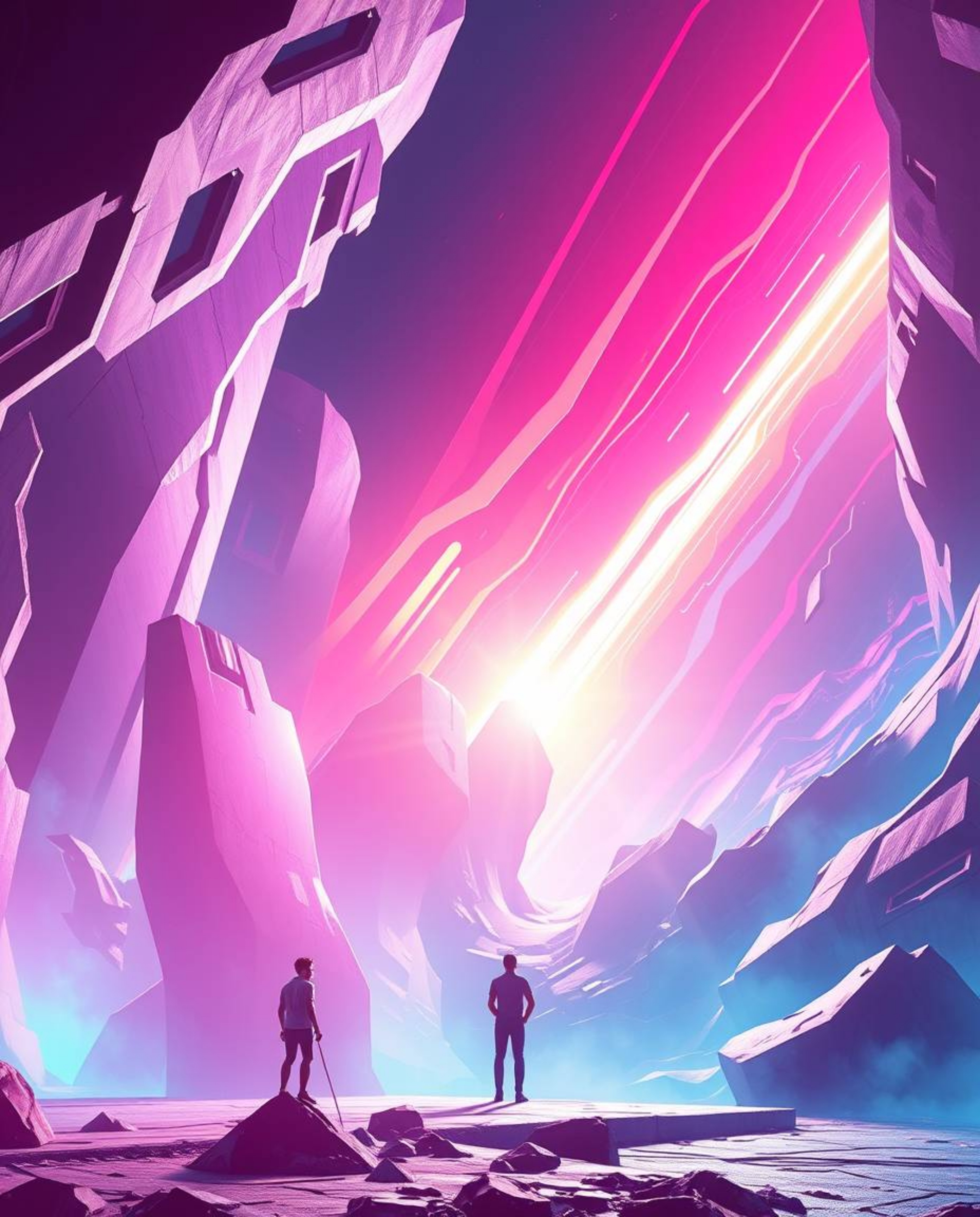 Experience the breathtaking fusion of epic scale and vibrant colors in this futuristic 3D render. Witness the dynamic interac