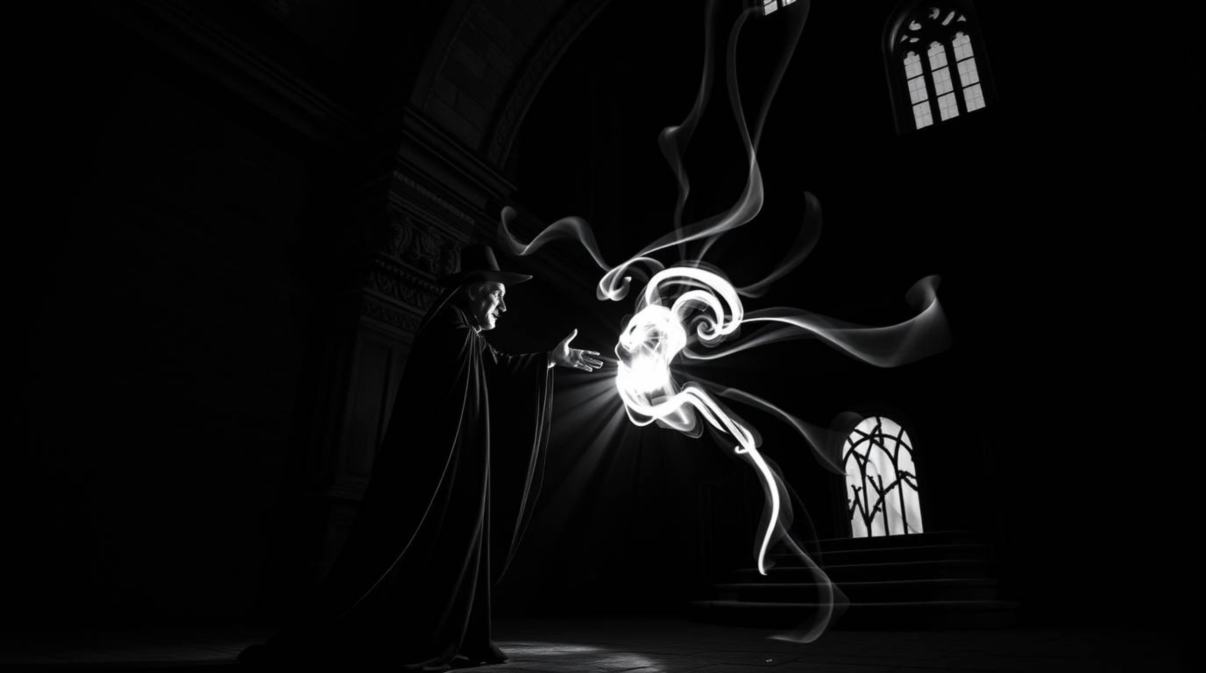 A captivating image of a classic Disney villain casting a spell within an old castle.  The timeless elegance is enhanced by a