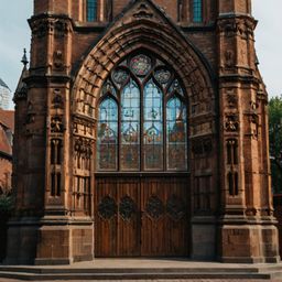 Discover a historical church nestled in the heart of the city, boasting a towering spire, intricate stained-glass windows, an