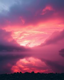 An eerie and creepy atmosphere is created by iridescent colors shimmering over a soft cinematic haze, depicting the reflectio