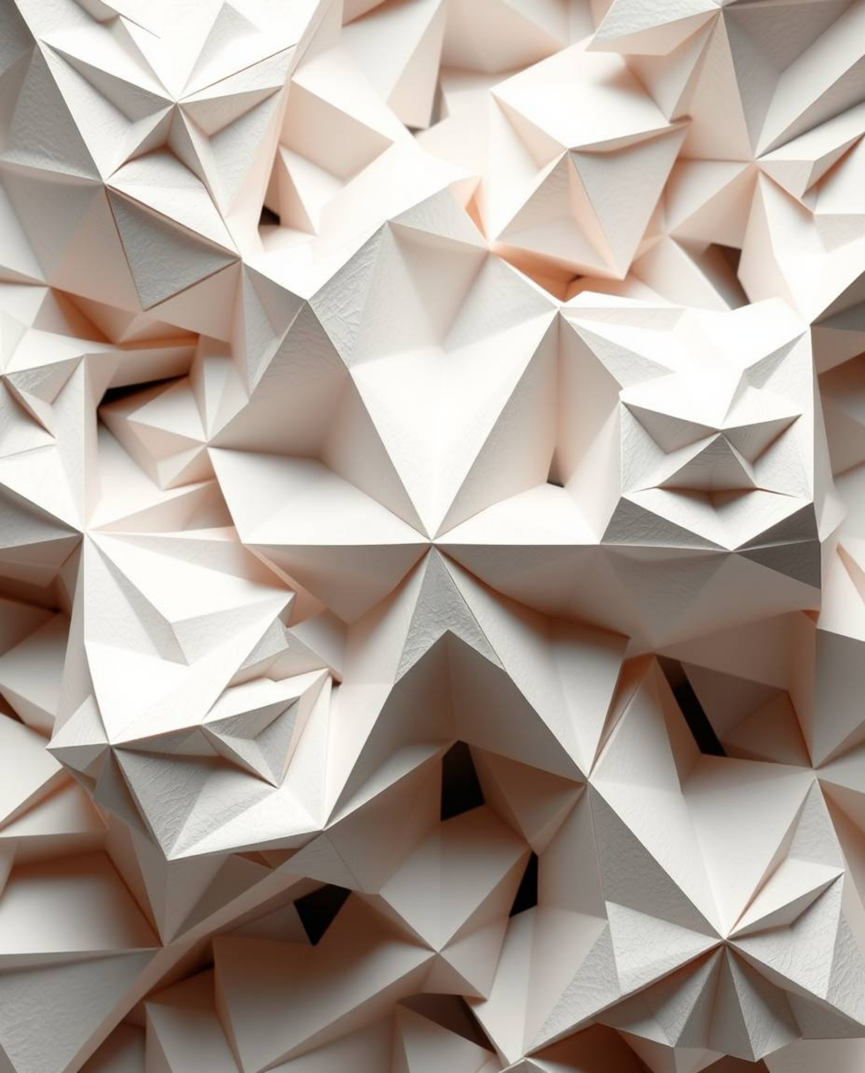 Explore captivating 3D art featuring intricate origami styles and futuristic fluid shapes with glowing edges against a deep b