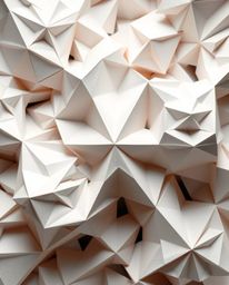 Explore captivating 3D art featuring intricate origami styles and futuristic fluid shapes with glowing edges against a deep b