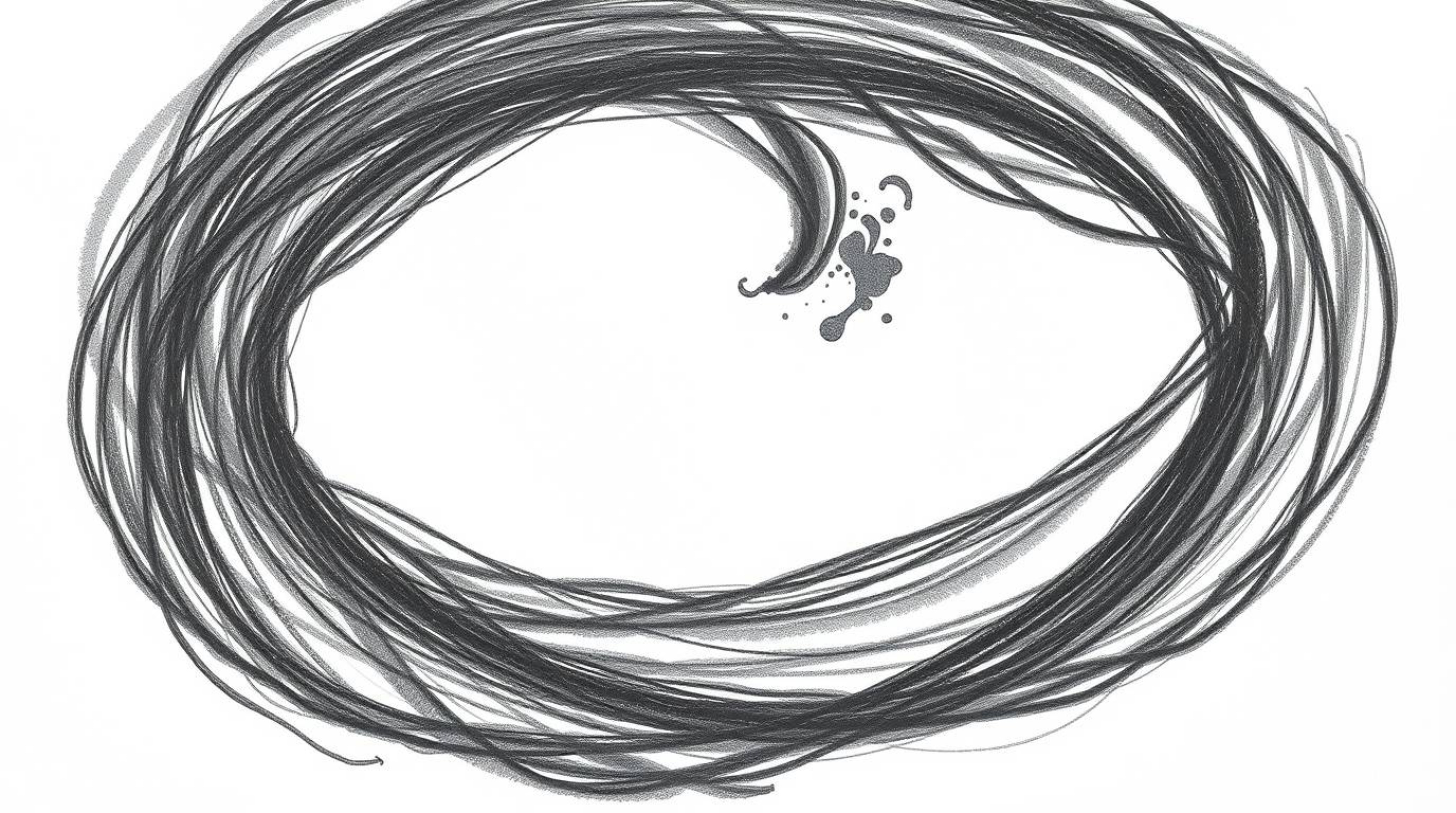 A visually striking artwork featuring an intense jet-black, hand-drawn sketch of a fluid abstract wave.  The piece showcases 