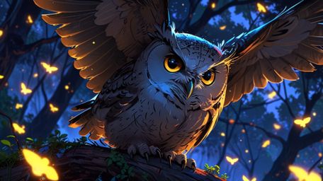 A truly magical and enchanting scene, created in a beautiful blend of Pixar and anime styles. Under the darkness of night, a 