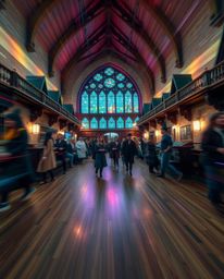 Explore the enchanting world of a magical school through the art of long exposure photography. Witness young wizards in motio