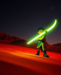 Embark on a thrilling desert adventure with a brave Disney-style hero!  Experience vibrant, glowing bioluminescent colors, dr