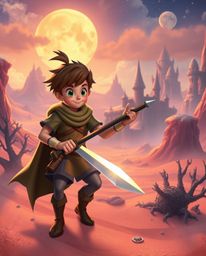 Embark on a breathtaking desert adventure with a brave hero, Disney-style! Experience a dreamlike journey filled with fantas